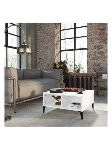 Sonata H Кафе маса, бял гланц, 60x60x30 см, инженерно дърво