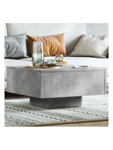 Sonata H Маса за кафе, бетонно сива, 60x60x31,5 см, инженерно дърво