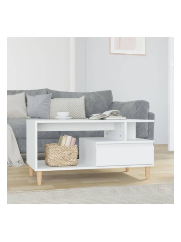 Sonata H Кафе маса, бял гланц, 90x49x45 см, инженерно дърво