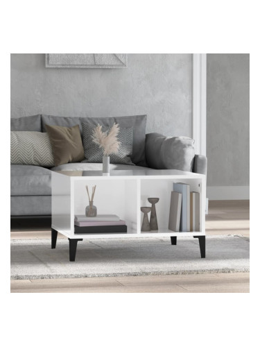 Sonata H Кафе маса, бял гланц, 60x50x36,5 см, инженерно дърво