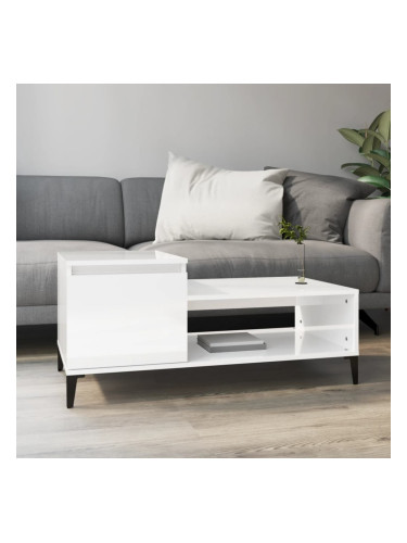 Sonata H Кафе маса, бял гланц, 100x50x45 см, инженерно дърво