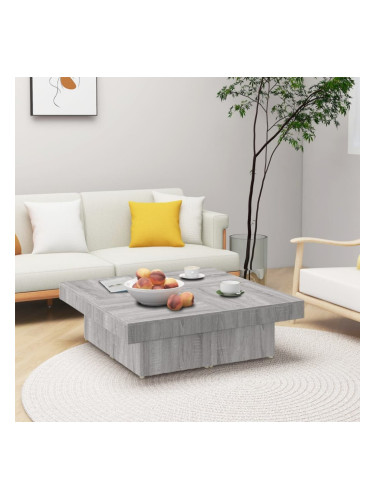 Sonata H Маса за кафе, сив сонома, 90x90x28 см, инженерно дърво