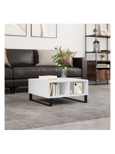 Sonata H Кафе маса, бяла, 60x60x30 см, инженерно дърво