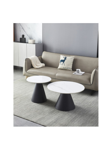 Комплект 2 маси NORA кръгли бяла керамика/черно