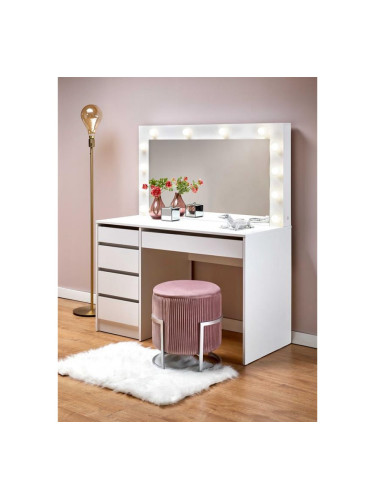 Тоалетка HOLLYWOOD XL с огледало и осветление, БЯЛА