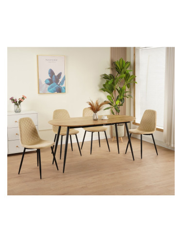 Трап.маса ALBERT разтегат.меден дъб/черно