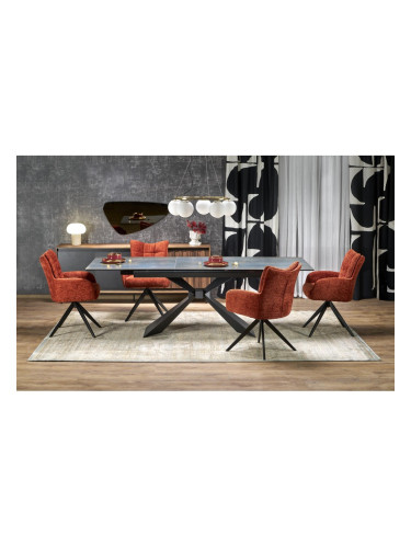 Трапезна маса LUCIANO разтегателна, син мрамор/черно