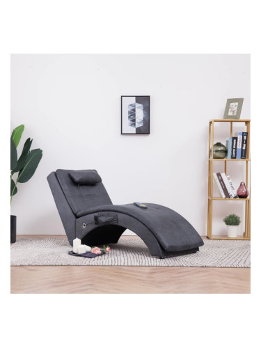 Sonata H Масажираща кушетка с възглавница, сива, изкуствен велур