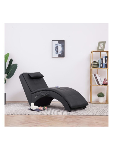Sonata H Масажираща кушетка с възглавница, черна, изкуствена кожа