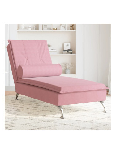 Sonata H Масажна кушетка с болстер, розова, кадифе