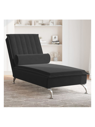 Sonata H Масажна кушетка с болстер, черна, кадифе