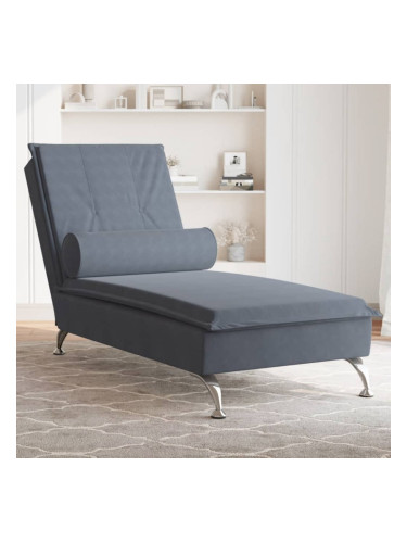 Sonata H Масажна кушетка с болстер, тъмносива, кадифе