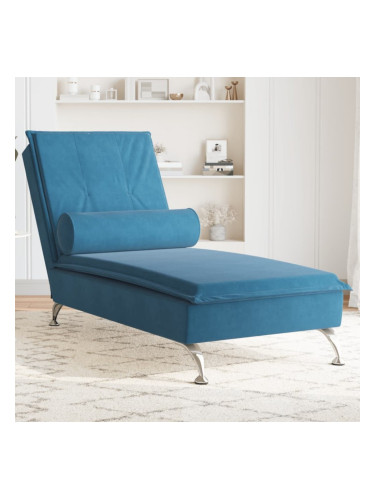 Sonata H Масажна кушетка с болстер, синя, кадифе