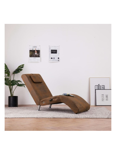 Sonata H Масажираща кушетка с възглавница, кафява, изкуствен велур