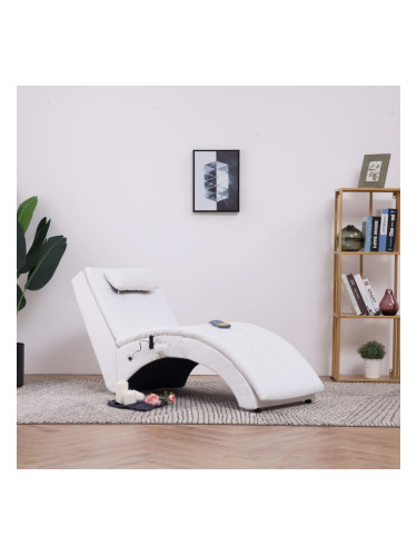 Sonata H Масажираща кушетка с възглавница, бяла, изкуствена кожа