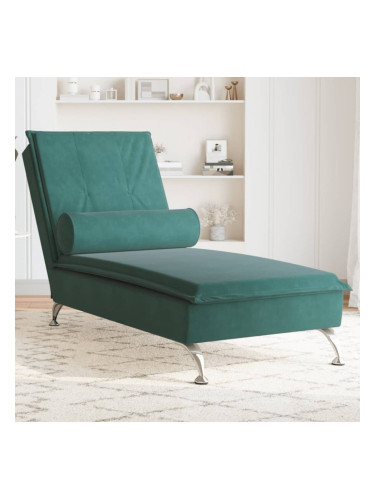 Sonata H Масажна кушетка с болстер, тъмнозелена, кадифе