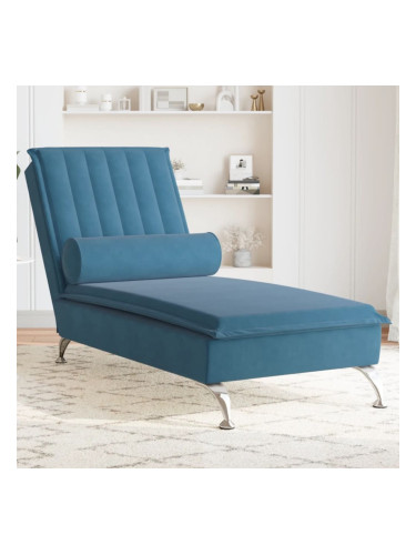 Sonata H Масажна кушетка с болстер, синя, кадифе