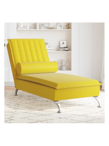 Sonata H Масажна кушетка с болстер, жълта, кадифе