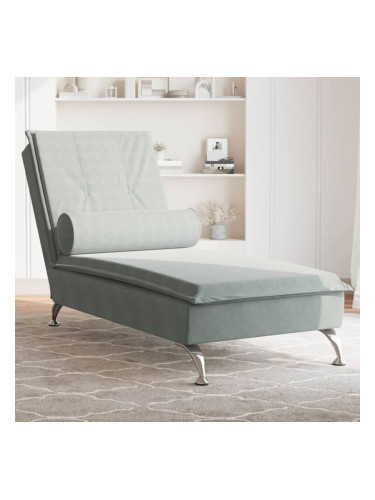 Sonata H Масажна кушетка с болстер, светлосива, кадифе