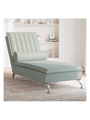 Sonata H Масажна кушетка с болстер, светлосива, кадифе