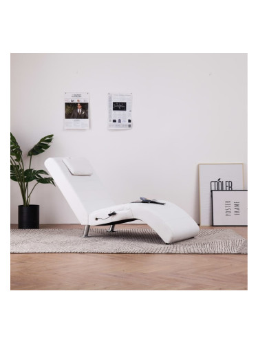 Sonata H Масажираща кушетка с възглавница, бяла, изкуствена кожа