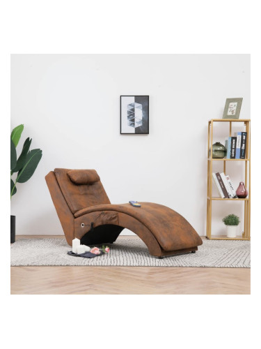 Sonata H Масажираща кушетка с възглавница, кафява, изкуствен велур