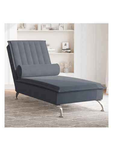 Sonata H Масажна кушетка с болстер, тъмносива, кадифе