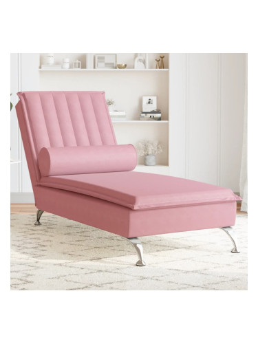 Sonata H Масажна кушетка с болстер, розова, кадифе