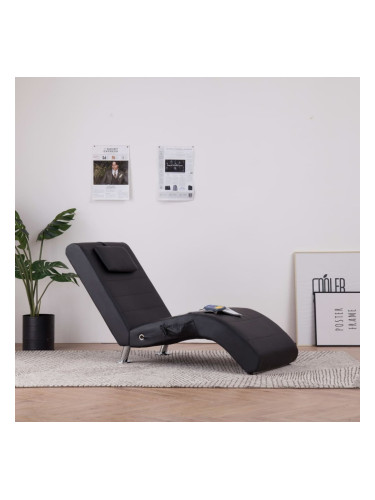 Sonata H Масажираща кушетка с възглавница, черна, изкуствена кожа