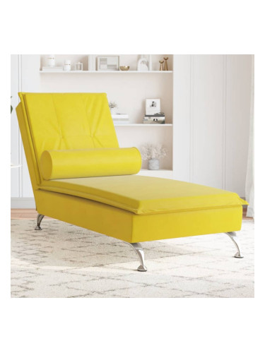 Sonata H Масажна кушетка с болстер, жълта, кадифе