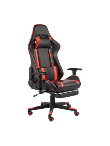 Sonata H Въртящ геймърски стол с подложка за крака, червен, PVC