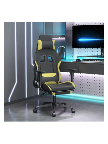 Sonata H Гейминг стол с опора за крака, черно и светлозелено, плат