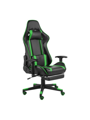 Sonata H Въртящ геймърски стол с подложка за крака, зелен, PVC