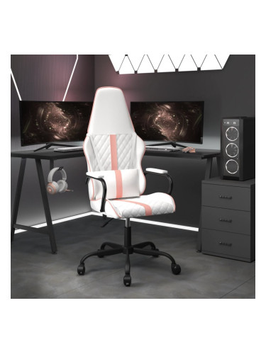 Sonata H Масажен гейминг стол, бяло и розово, изкуствена кожа