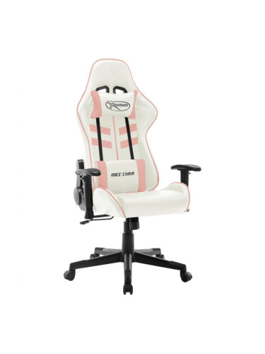 Sonata H Геймърски стол, бяло и розово, изкуствена кожа