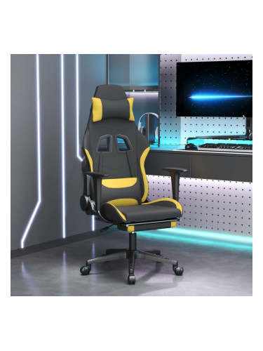 Sonata H Гейминг стол с опора за крака, черно и жълто, плат