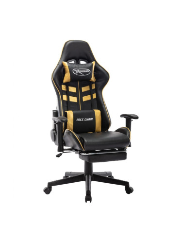 Sonata H Геймърски стол с подложка крака черно/златисто изкуствена кожа