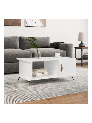 Sonata H Кафе маса, бял гланц, 90x50x40 см, инженерно дърво