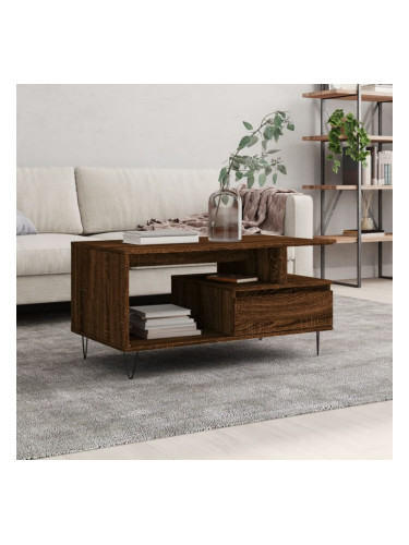 Sonata H Маса за кафе, кафяв дъб, 90x49x45 см, инженерно дърво