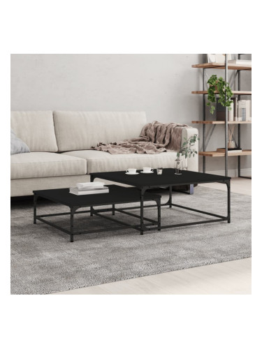 Sonata H Стифиращи кафе маси, 2 бр, черни, инженерно дърво