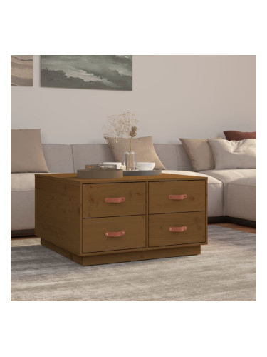 Sonata H Кафе маса, меденокафява, 80x80x45 см, борово дърво масив