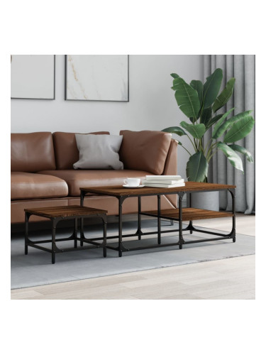 Sonata H Стифиращи кафе маси, 2 бр, кафяв дъб, инженерно дърво