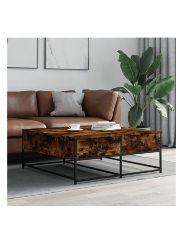 Sonata H Кафе маса, опушен дъб, 100x99x40 см, инженерно дърво