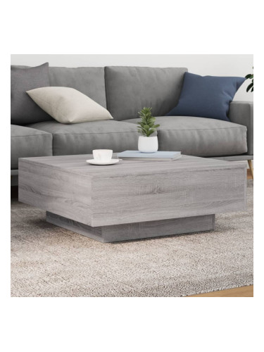 Sonata H Маса за кафе с LED осветление, сив сонома, 80x80x31 см