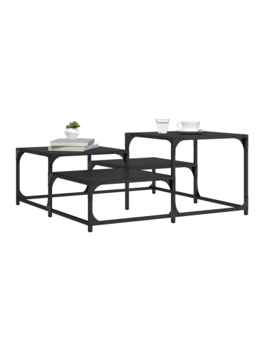 Sonata H Кафе маса, черна, 87,5x87,5x40 см, инженерно дърво