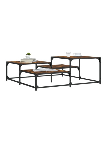 Sonata H Кафе маса, опушен дъб, 107x107x40 см, инженерно дърво