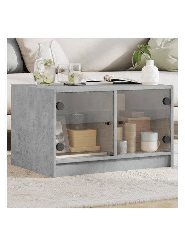 Sonata H Маса за кафе със стъклени врати, бетонно сива, 68x50x42 см