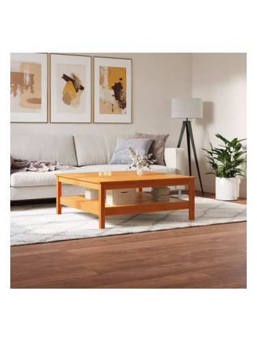 Sonata H Кафе маса, восъчнокафяв, 100x100x40 см, борово дърво масив