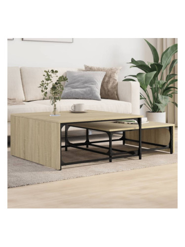 Sonata H Стифиращи кафе маси, 2 бр, сонома дъб, инженерно дърво и метал