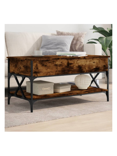 Sonata H Кафе маса, опушен дъб, 100x50x50 см, инженерно дърво и метал